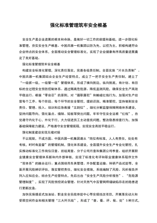 强化标准管理筑牢安全根基