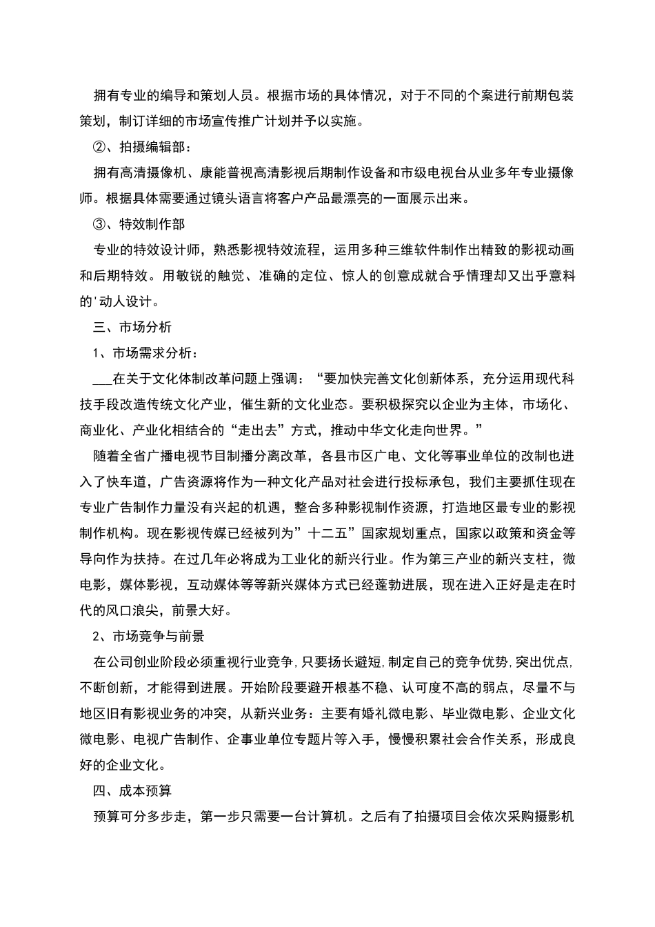 影视公司商业计划书_第2页