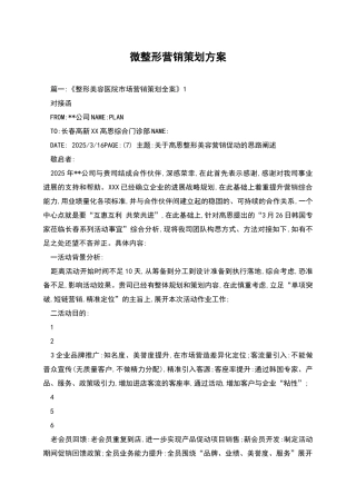 微整形营销策划方案