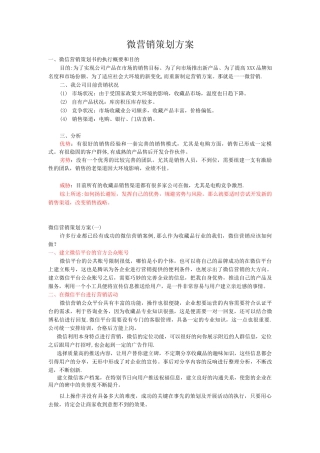 微营销策划方案