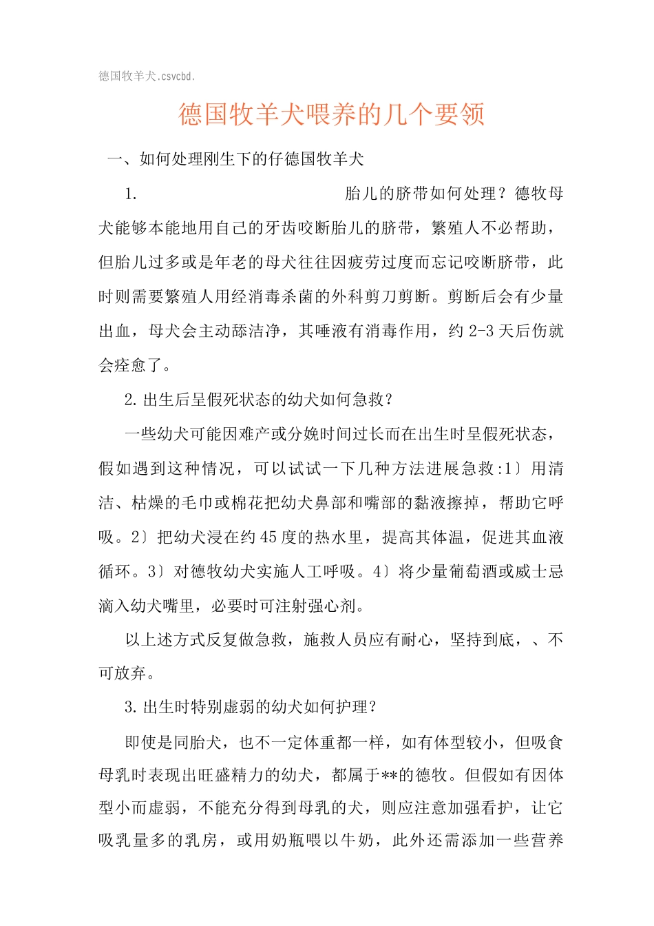 德国牧羊犬喂养的几个要领_第1页