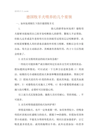 德国牧羊犬喂养的几个要领