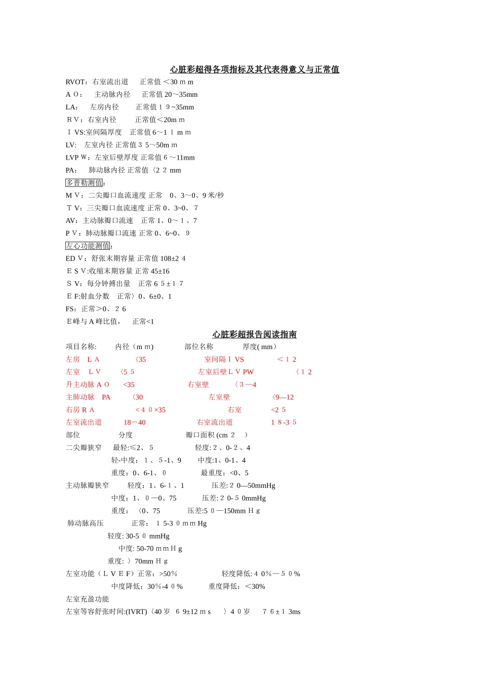 心脏彩超的各项指标正常值及其代表的意义-ivs正常值_第1页