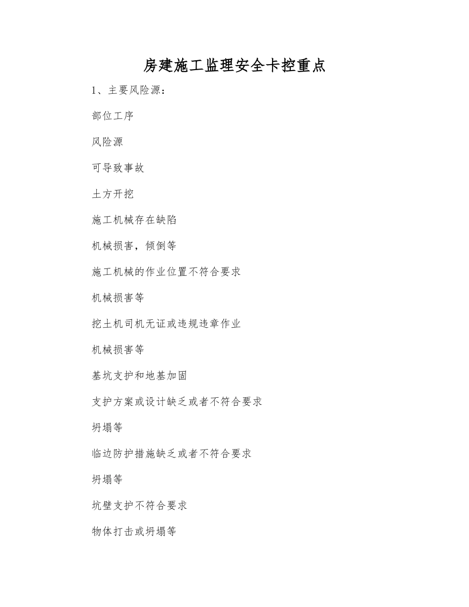 房建施工监理安全卡控重点_第1页