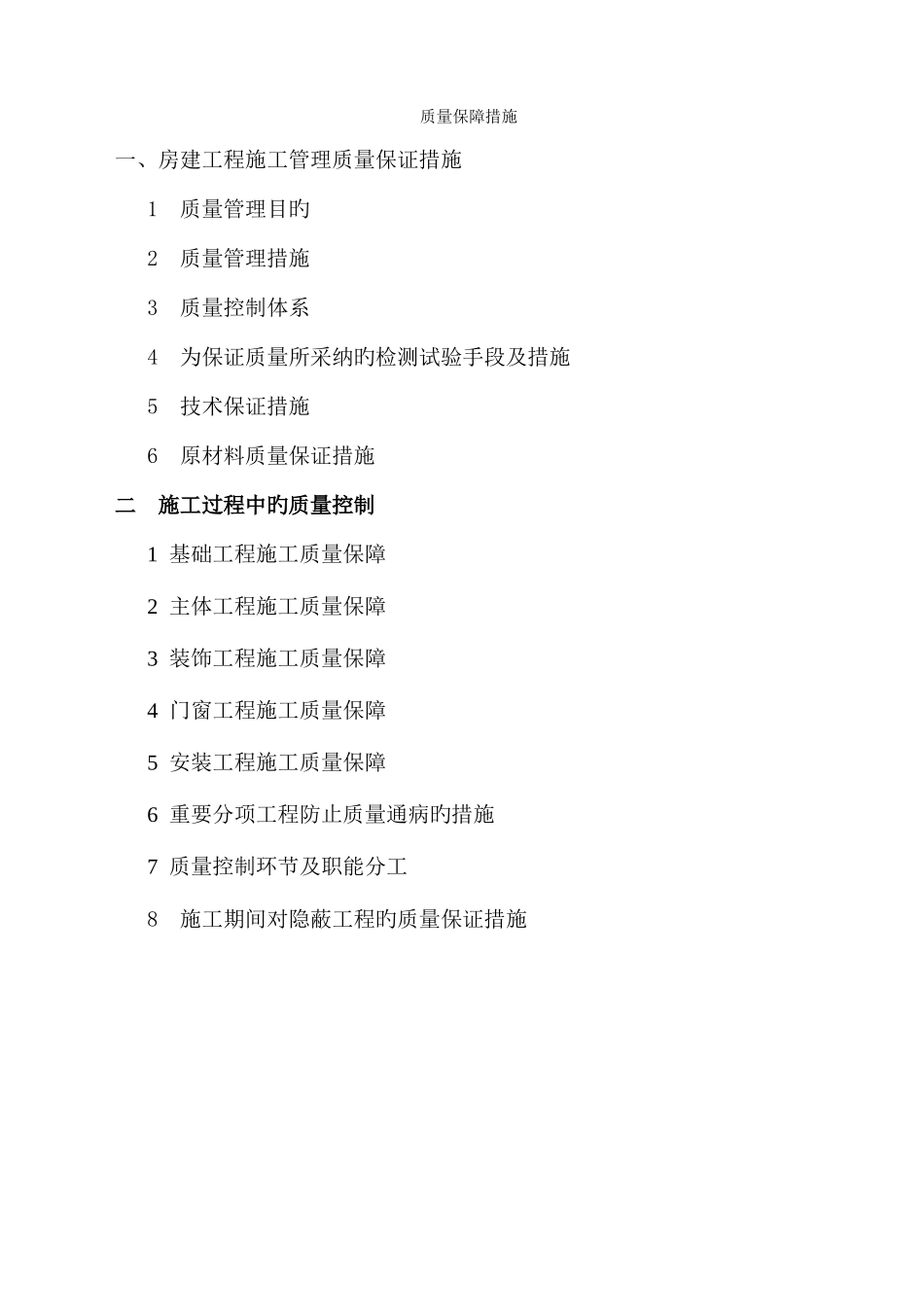 房建施工质量保证措施比较完整的一套_第1页