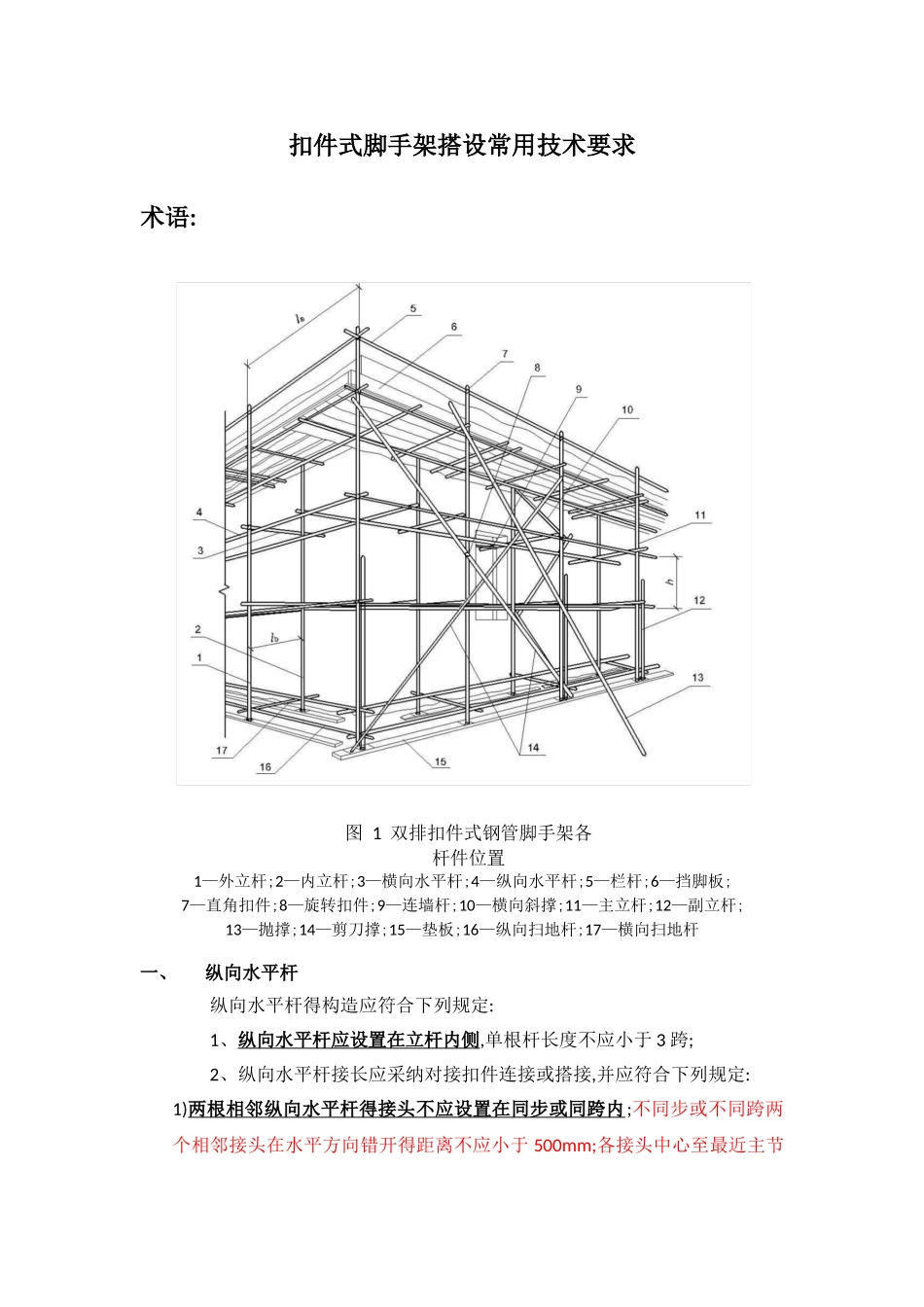 扣件式脚手架搭设常用技术要求_第1页