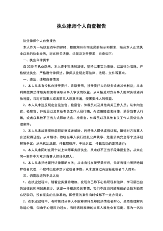 执业律师个人自查报告
