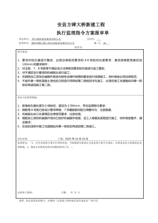 执行监理指令方案报审单
