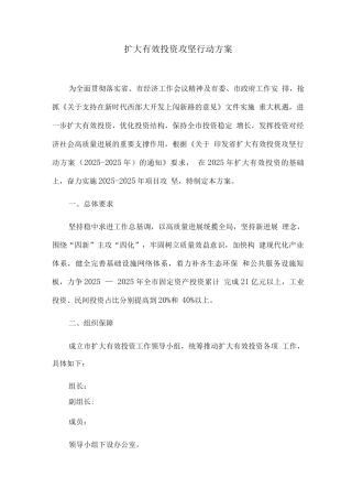 扩大有效投资攻坚行动方案
