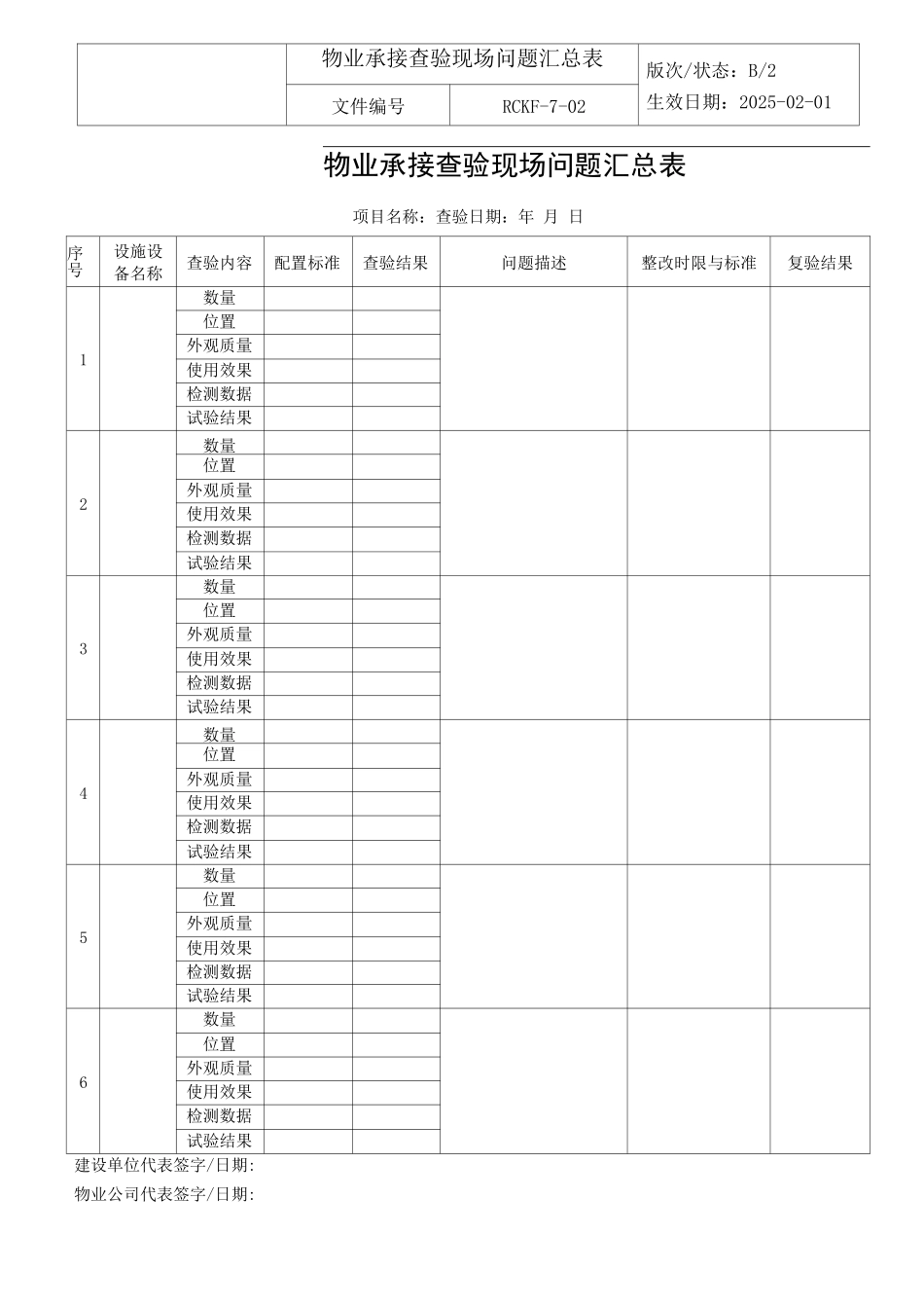 承接查验现场问题表_第1页