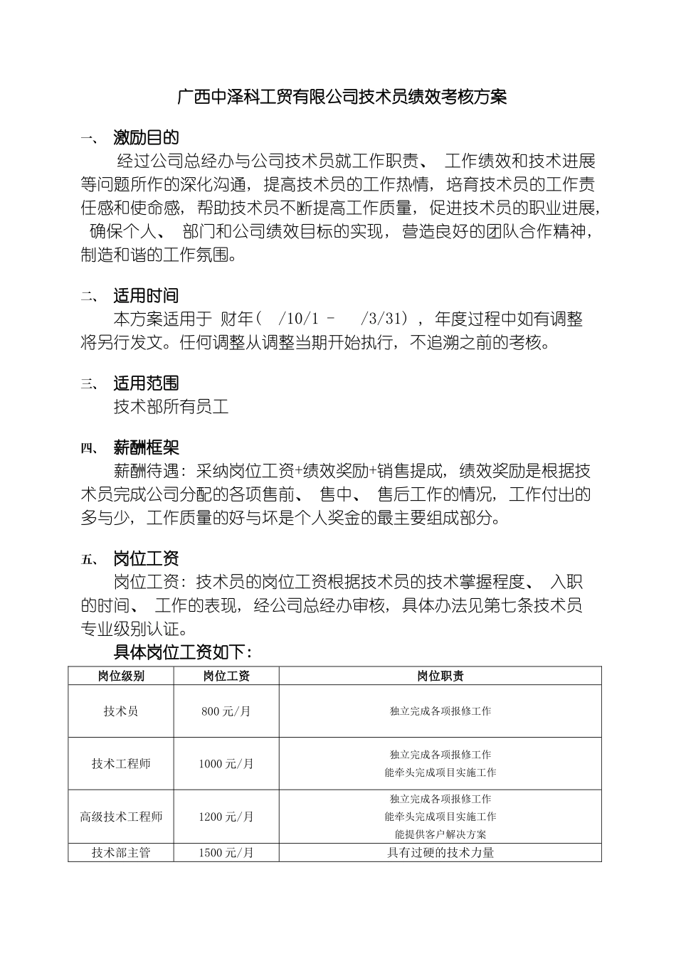 技术员绩效考核方案模板_第2页