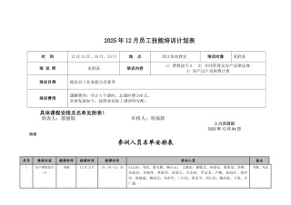 技能培训计划表