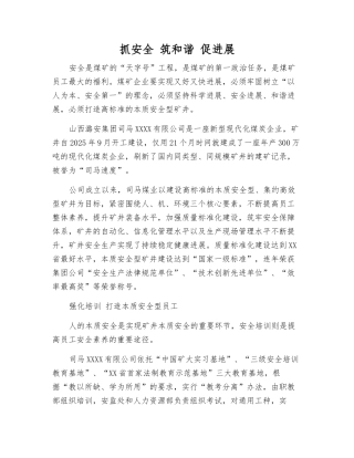 抓安全-筑和谐-促发展
