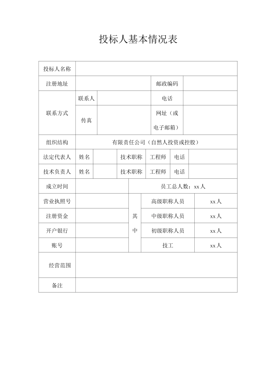 投标人基本情况表_第1页