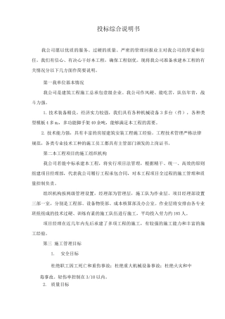 投标综合说明