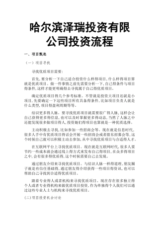 投资公司投资流程大全