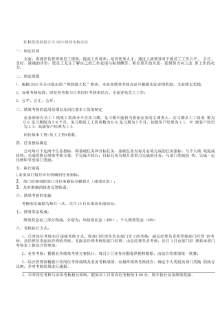 投资担保公司绩效考核管理办法