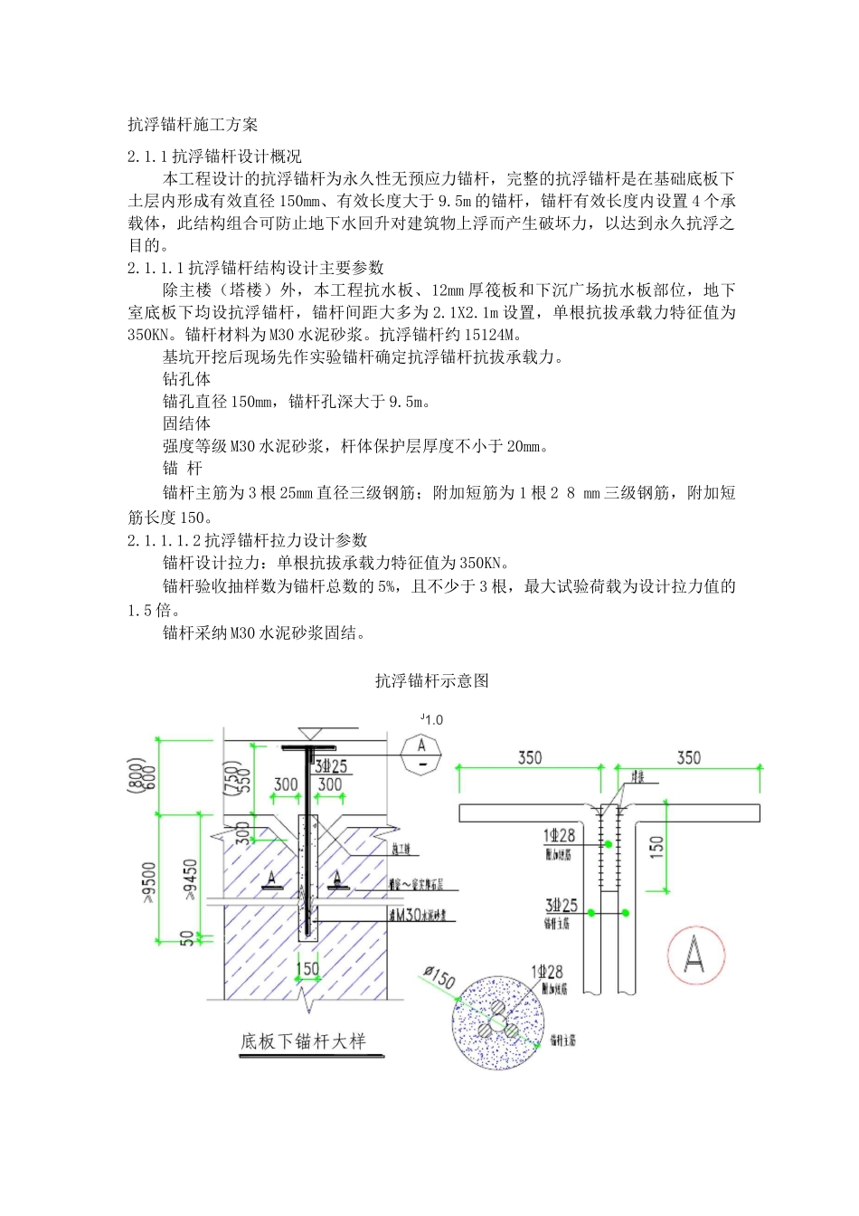 抗浮锚杆施工方案_第1页