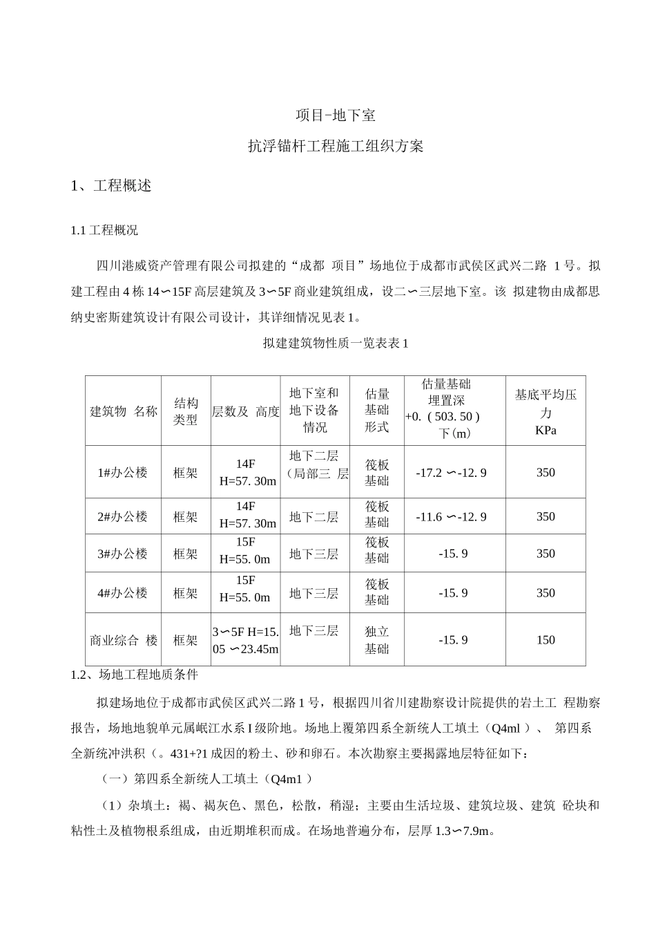 抗浮锚杆施工组织方案_第2页