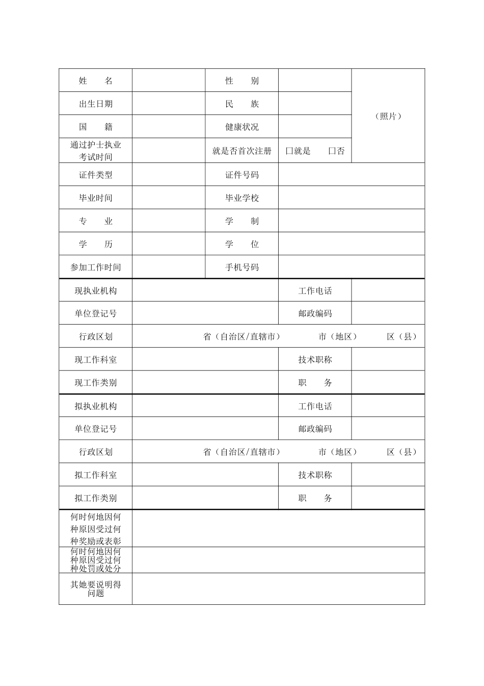 护士执业注册申请审核表_第2页