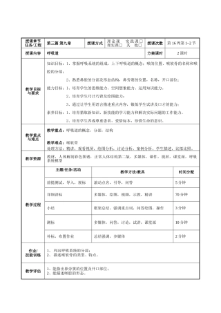 护理专业《呼吸道结构教案》