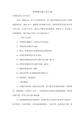 护理组长的工作计划