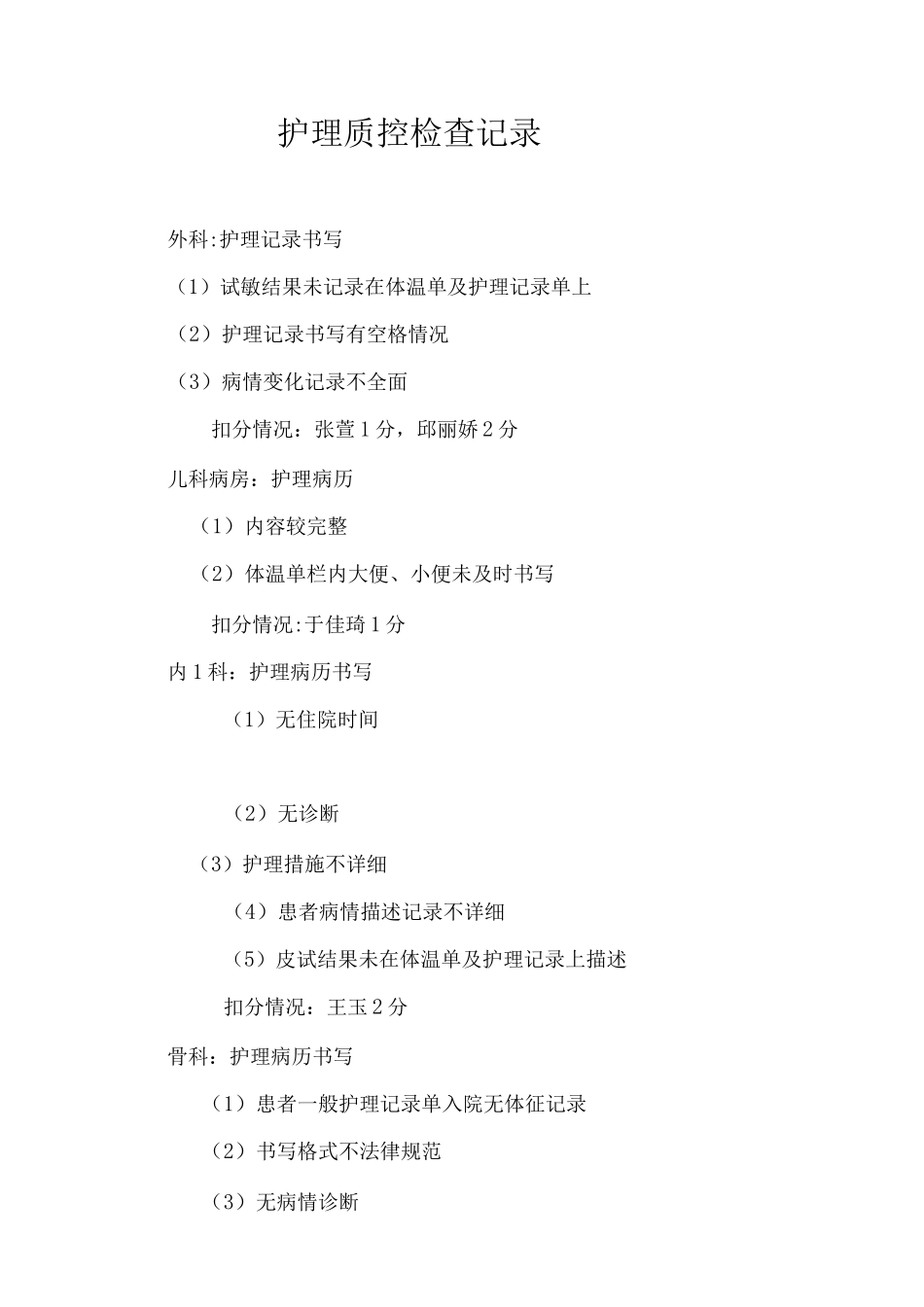 护理质控检查记录_第1页