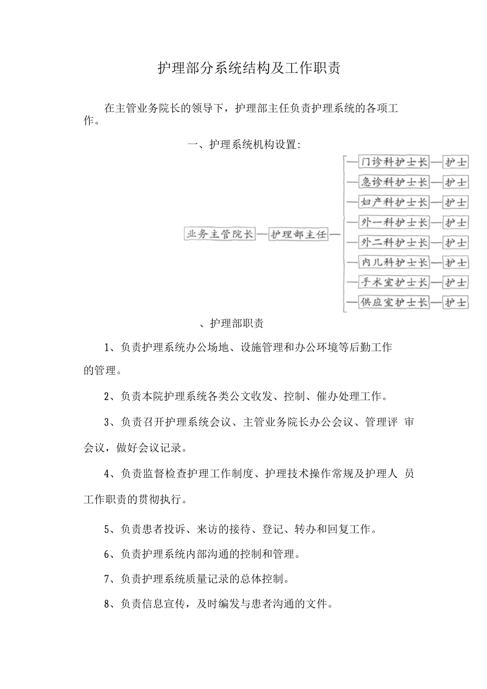 护理部分系统结构及工作职责_第1页