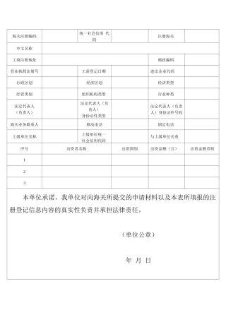 报关单位情况登记表