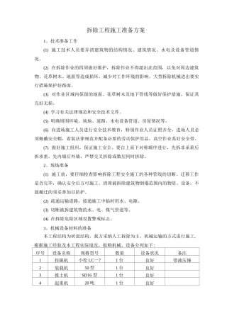 拆除工程施工准备方案