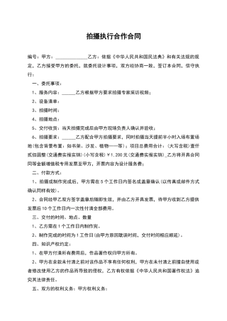拍摄执行合作合同