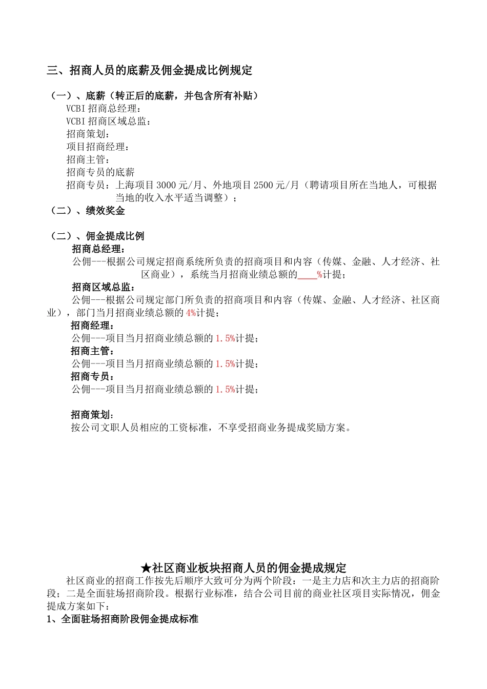招商人员薪酬及业绩奖励方案_第2页