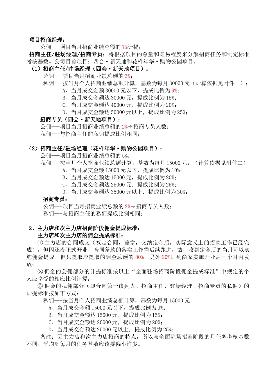 招商人员薪酬及业绩奖励方案_第3页