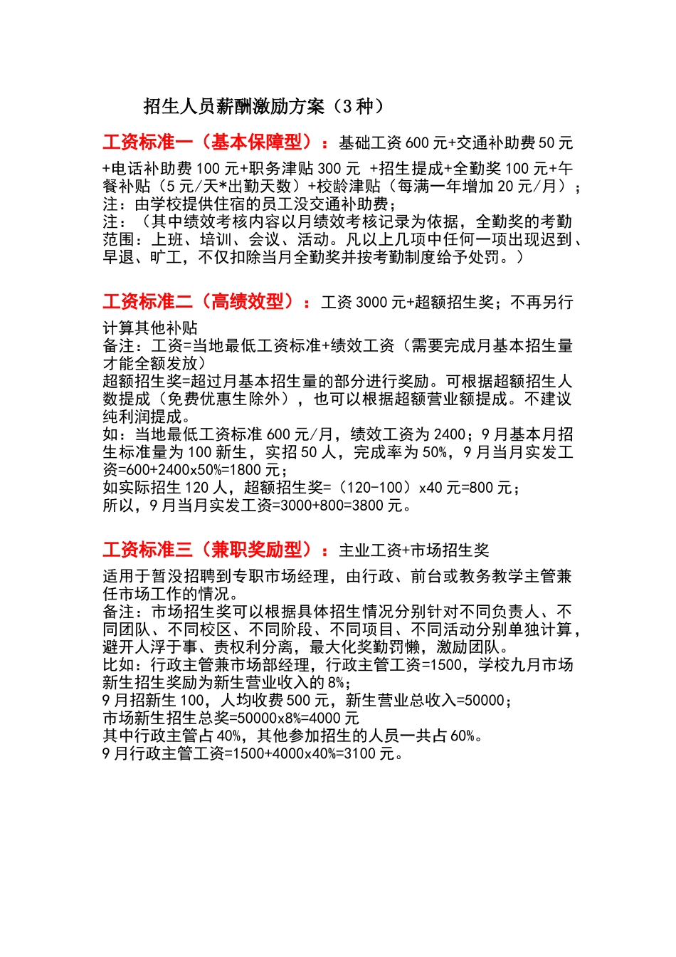 招生人员薪酬激励方案_第1页