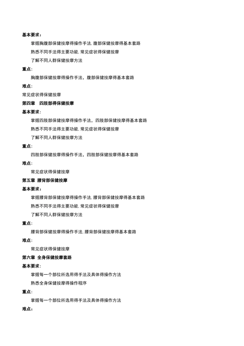 按摩与推拿教学大纲_第2页