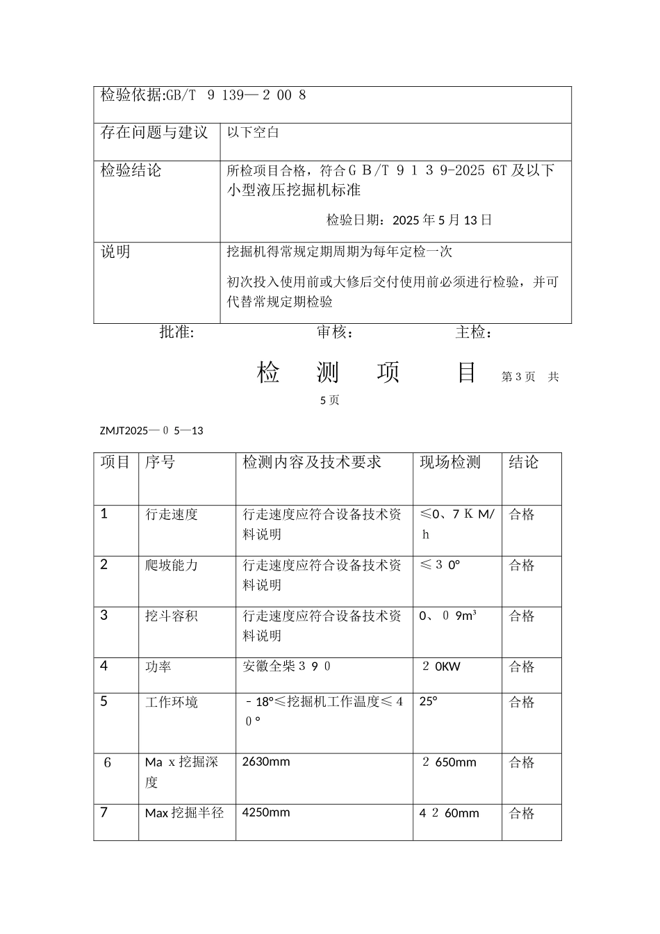 挖掘机检验报告_第2页