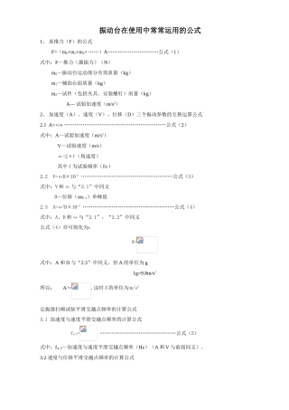 振动试验必备公式
