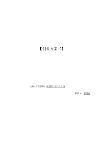 捏捏乐DIY手工坊——创业计划书