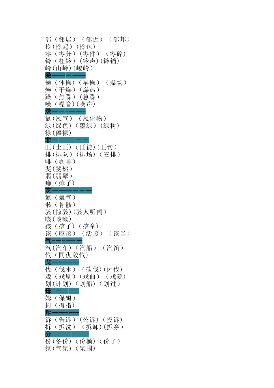 换偏旁组词汇总、偏旁部首专项练习、汉字偏旁部首名称表_第3页