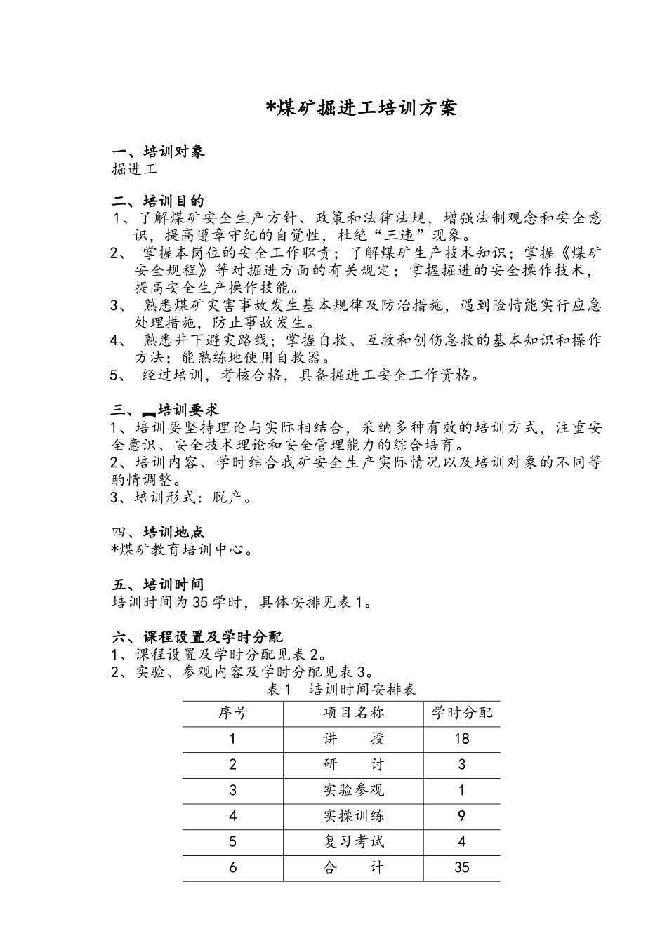掘进工培训方案_第1页