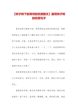 描写柿子树的优美句子