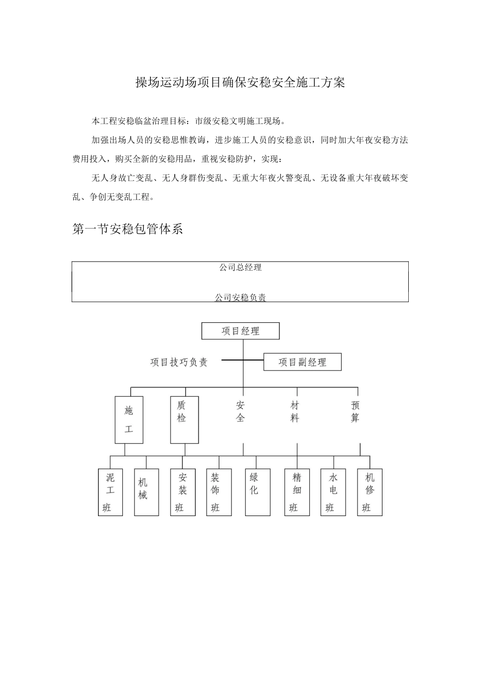 操场运动场项目确保安稳安全施工方案_第1页