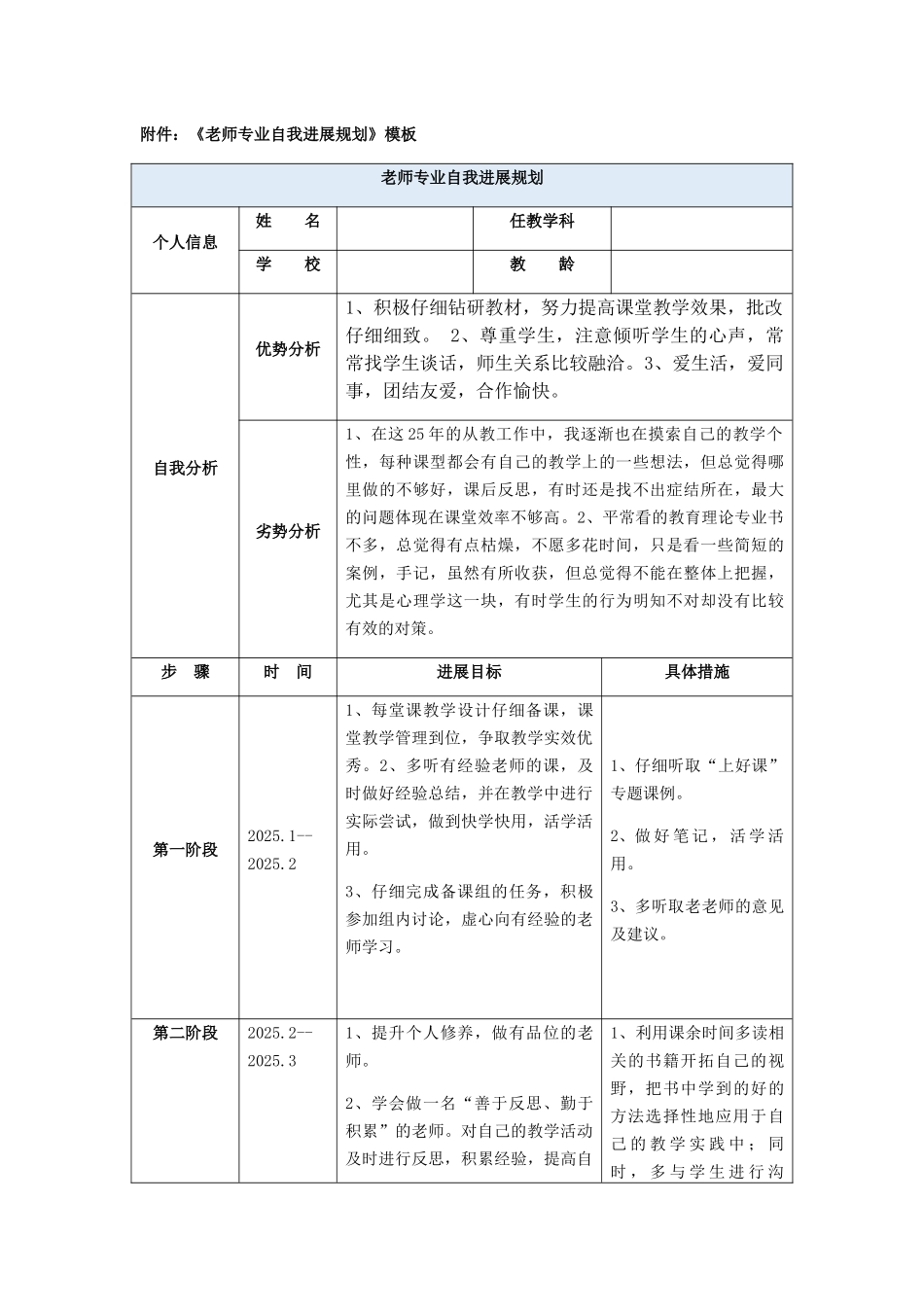 教师专业自我发展规划 _第2页