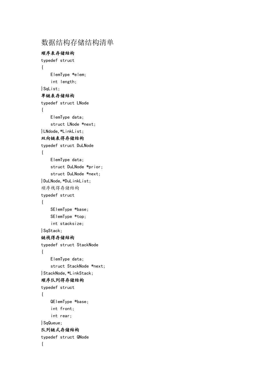 数据结构存储结构清单_第1页