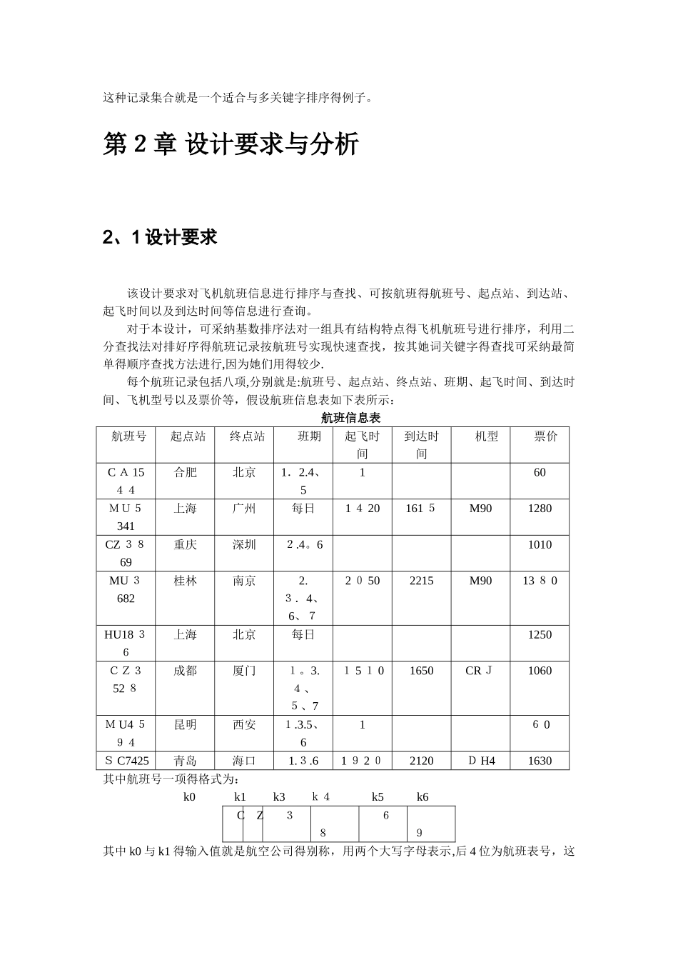 数据结构课程设计航班信息的查询与检索_第2页