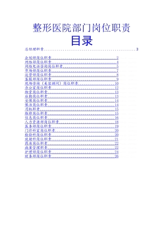 整形医院各部门岗位职责