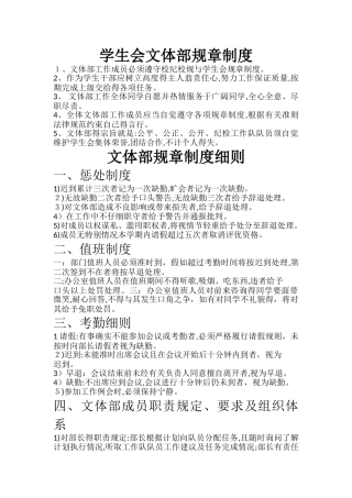 文体部制度及规章制度细则