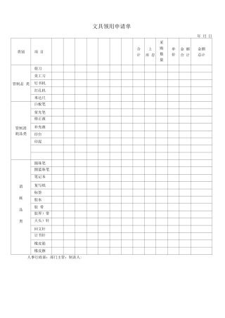 文具领用申请单