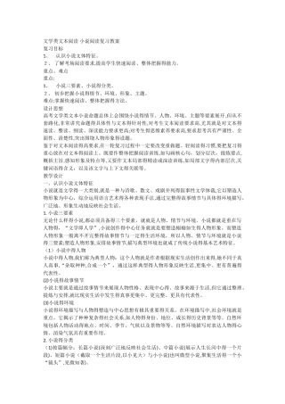 文学类文本阅读 小说阅读复习教案