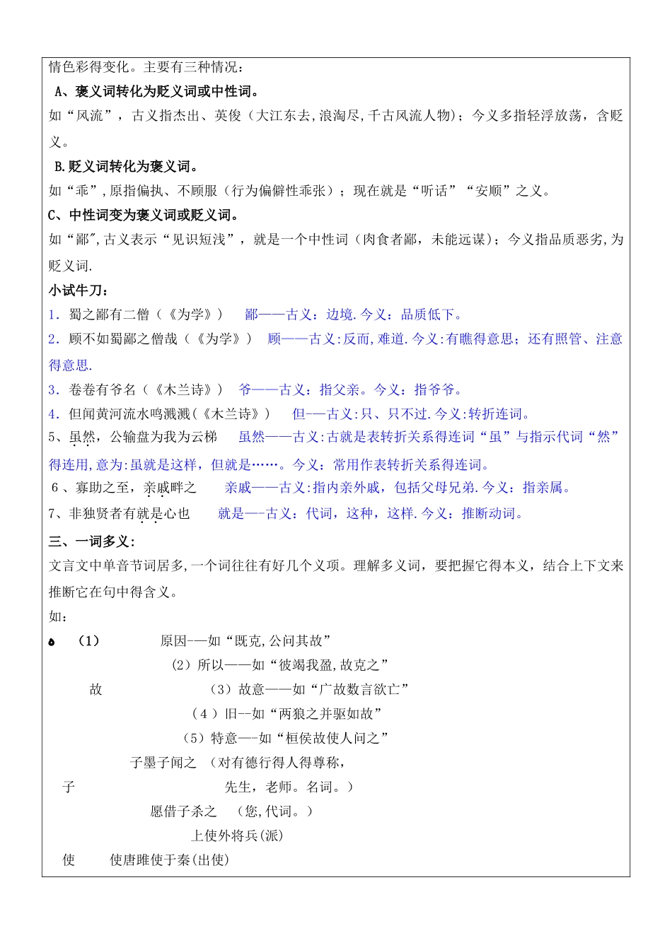 文言文实词古今异义-一词多义-通假字以及词类活用_第3页